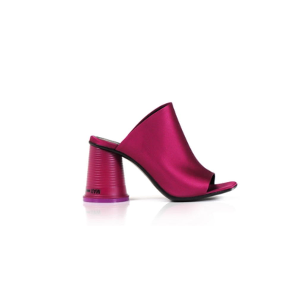 Satin Cup Heel Mules